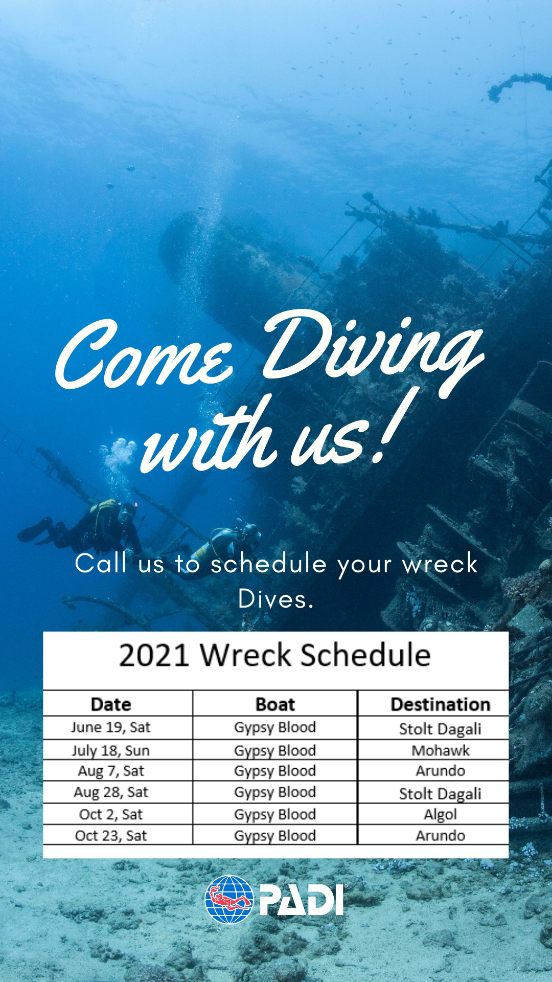 Reminder About Our Wreck Dives